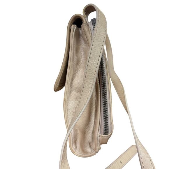 American Leather Co Cream Ivory Leather Crossbody Small Purse Card Organizer Bag - Picture 5 of 16